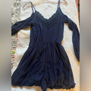 Navy off the shoulder romper